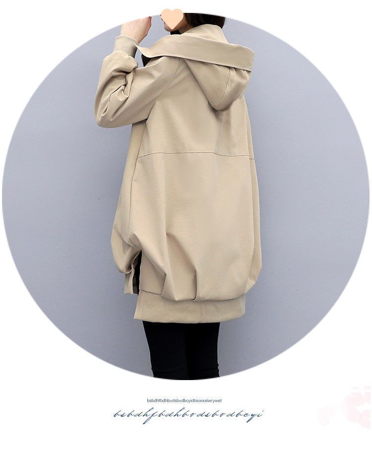 Trench oversize casual da donna con cappuccio, color cachi e nero – Giacca a vento a maniche lunghe in stile coreano con cerniera_voghion.com