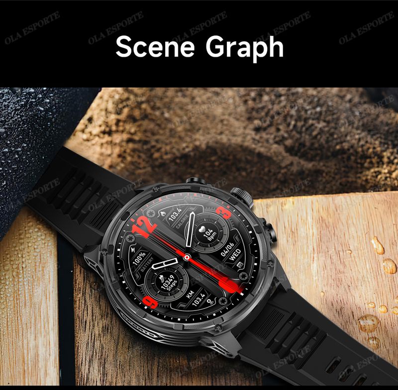 Montre connectée militaire pour hommes, 710 mAh, pour l'extérieur, GPS, boussole, fréquence cardiaque, lampe de poche LED, appels Bluetooth, sport_voghion.com