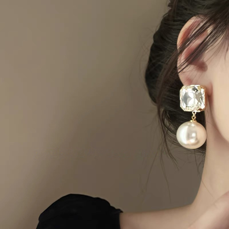 Orecchini geometrici retrò con perle, orecchini a bottone esagerati, orecchini di lusso di alta gamma, orecchini da donna_voghion.com