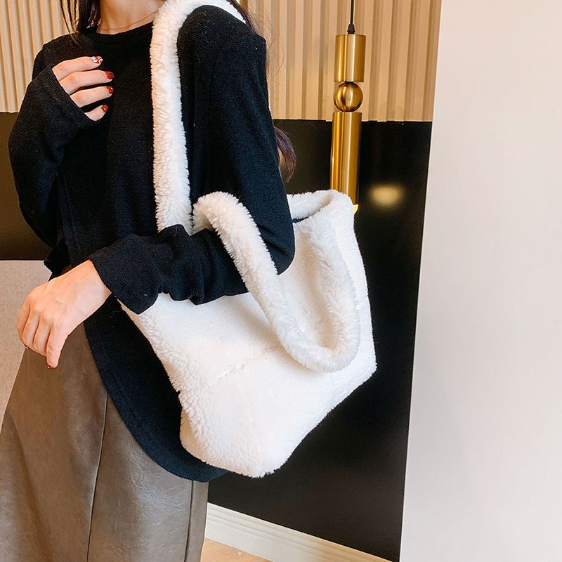 Beibei Shangpin 2023 Early Winter New Fashion Simple Fur Tote Versatile One Shoulder Handheld Women's Bag Bags_voghion.com