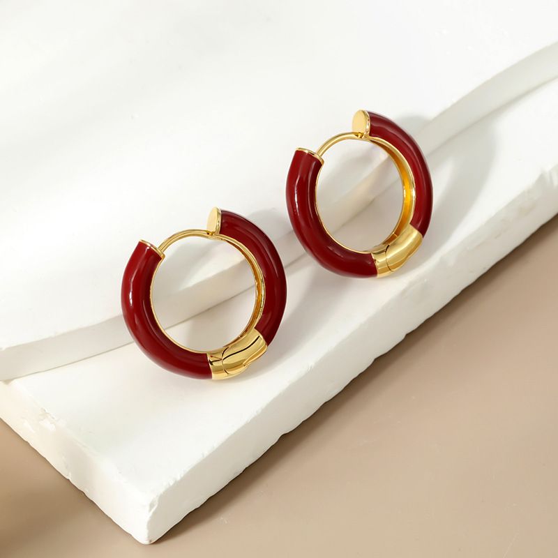 Øreringe Sterling Sølv Ankora Røde Øreringe Efterår og vinter Niche Minimalistisk All-match Elegante smykker Lette Luksus Kvinders High-end Sense_voghion.com