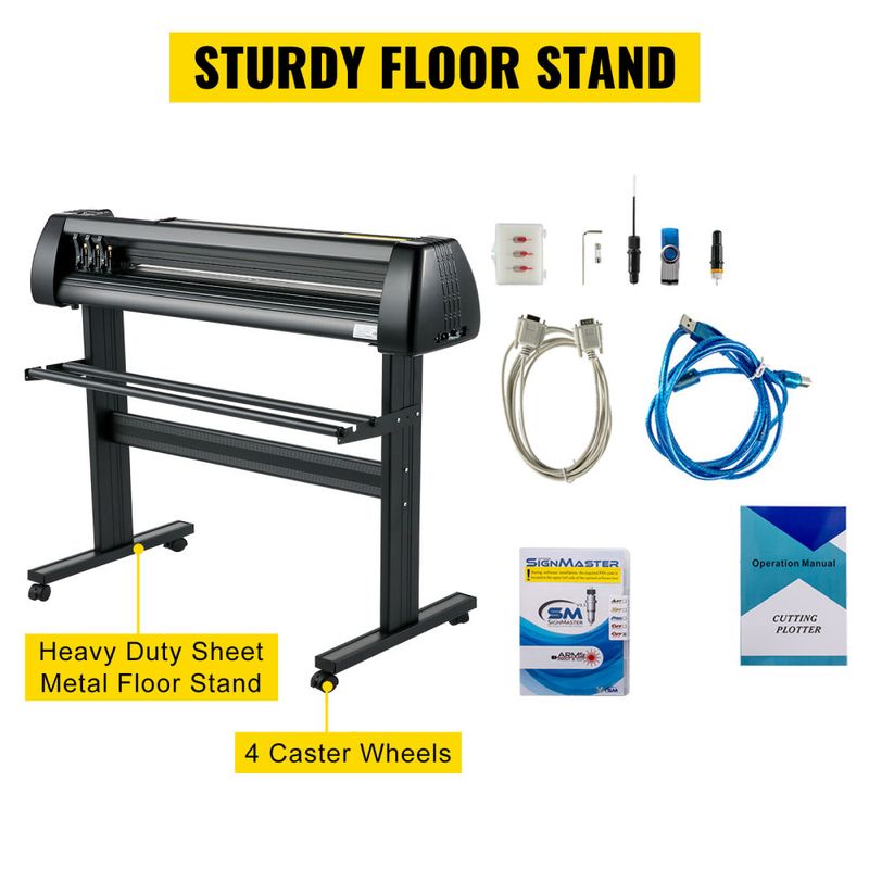 Vinyl Cutter Machine 34 Inch Paper Feed Cutting Plotter Bundle Adjustable Force & Speed Vinyl Printer, LCD Display Windows Compatible Sign Making kit _voghion.com