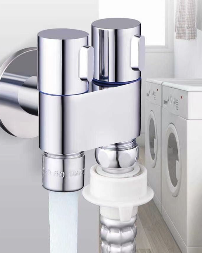 JIUMOW All-Copper Triangle Valve In Out Dual Control Switch One Split Two Toil Spray Gun Dual-Use Washing Machine_voghion.com
