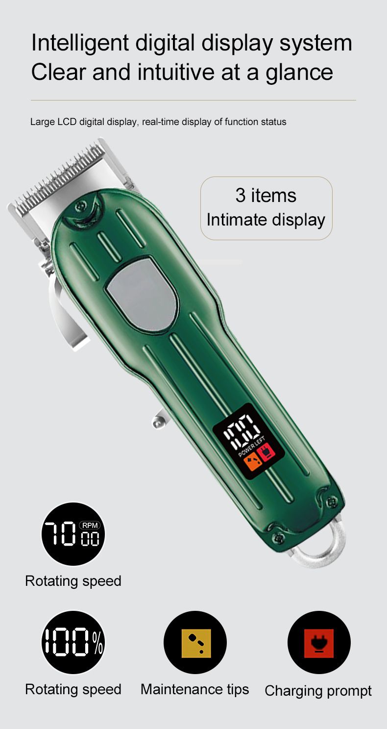 Professional Hair Clipper With Stainless Steel Blades, LCD Display & Rechargeable Battery For Salon & Home Use_voghion.com