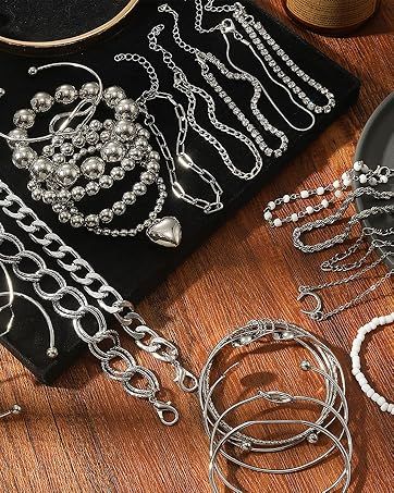 Braccialetti rigidi in oro per donna, set di braccialetti rigidi impilabili multistrato placcati in oro 14k, ciondoli eleganti alla moda, anti-ossidazione, minimalisti, boho testurizzati_voghion.com