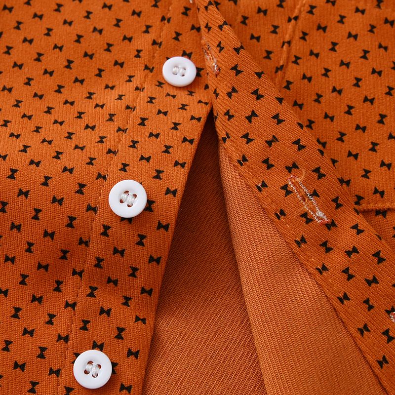 Kinderbekleidung Zweiteiliges, einreihiges, langärmliges, bedrucktes Baumwollhemd und Hosenträger für Jungen_voghion.com
