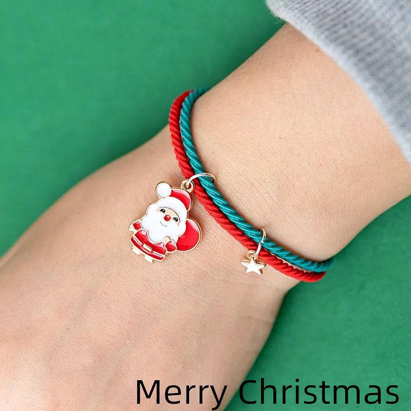 Rot-grünes Magnet-Weihnachtsarmband für Freundinnen und Freunde Heiligabend kleines Geschenk Haarring Gummiband Haarband_voghion.com
