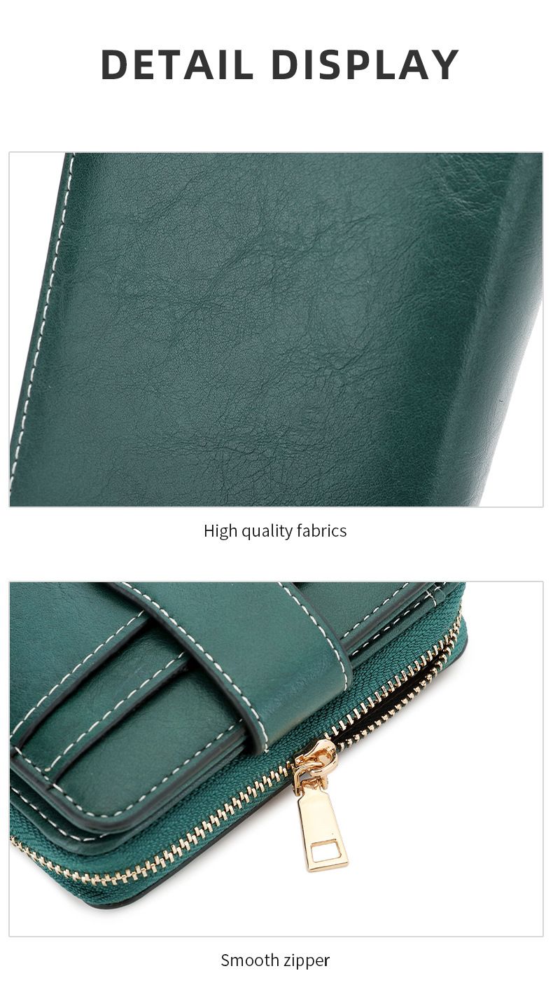 Cross Border Nieuwe RFID Anti Magnetische Korte Portemonnee Multifunctionele Ritssluiting Portemonnee Europese En Amerikaanse Retro Dames Muntenportemonnee_voghion.com