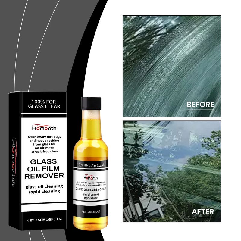 Homonth Glass Oil Film Remover, Clear Vision Without Trace Use Easy To Remove Stubborn Oil Film Cleaner_voghion.com