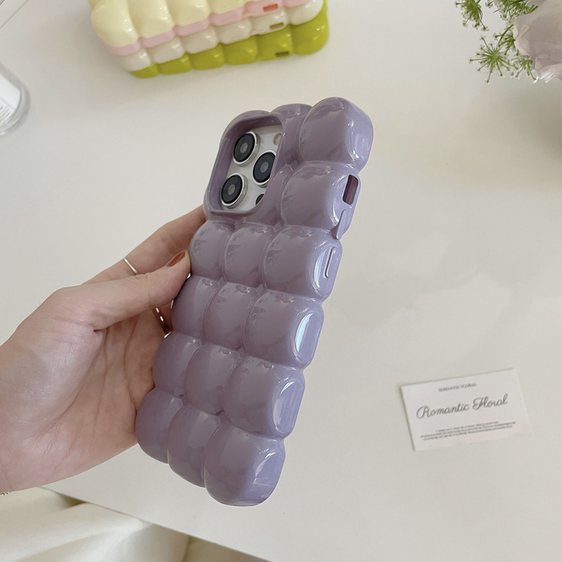 Solid color puff egg cell phone case suitable for iPhone14 Apple 13promax three-dimensional 12 niche 11 soft shell_voghion.com