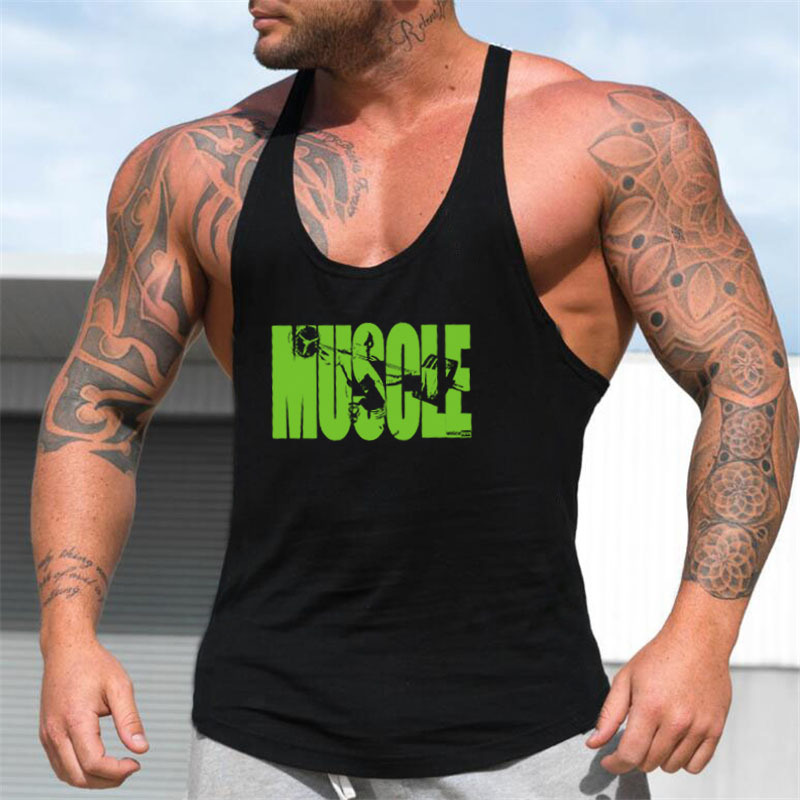 MUSCLE Muscle Men's Bodybuilding Sports Deep Scavando Sottile Spallina Canotta Racerback Realizzata in puro cotone_voghion.com
