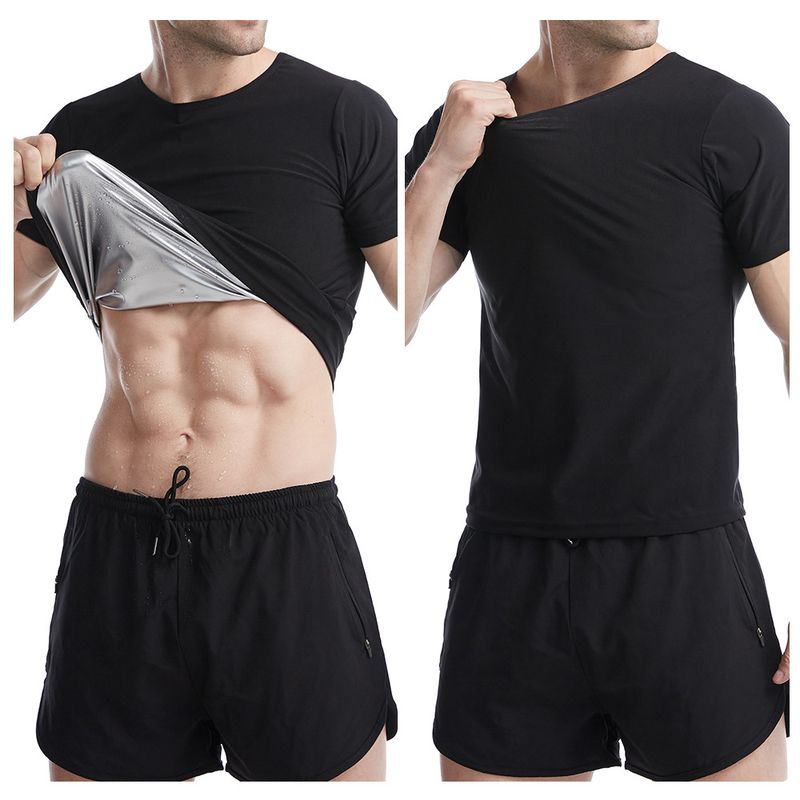Guaina sportiva da uomo, a compressione, a maniche corte, attillata, per sudorazione rapida_voghion.com