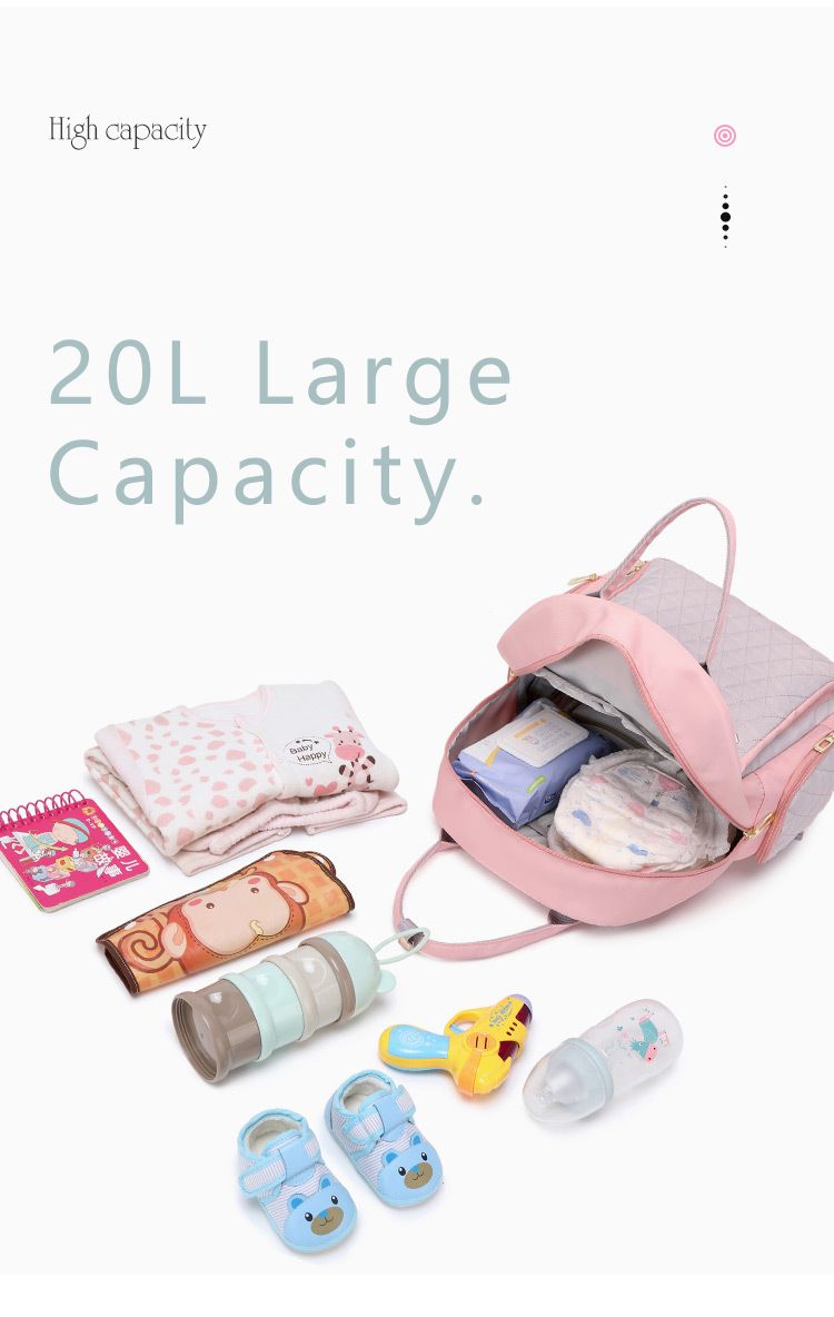 20L Wickeltasche Tragbare multifunktionale Mutter- und Babytasche Modische Stickerei Große Kapazität Wickeltasche Wasserdichter Rucksack_voghion.com