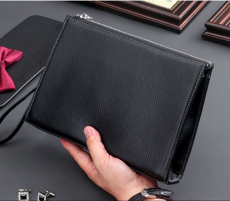 Borsa da polso da uomo in pelle di vacchetta, pochette alla moda, borsa da lavoro casual_voghion.com