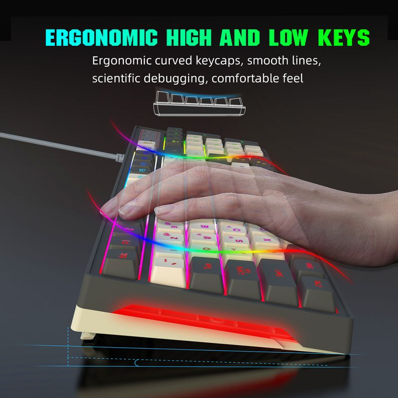 Farfi V600 Wired Keyboard Quick Response Anti-skid Compact 96 Keys RGB Backlight USB Gaming Keypad for Desktop_voghion.com