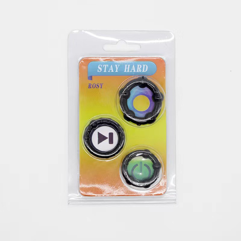 Smooth bead-locked semen ring, three-color ring, JJ ring, raised dot couple delay ring, adult erotic male products_voghion.com
