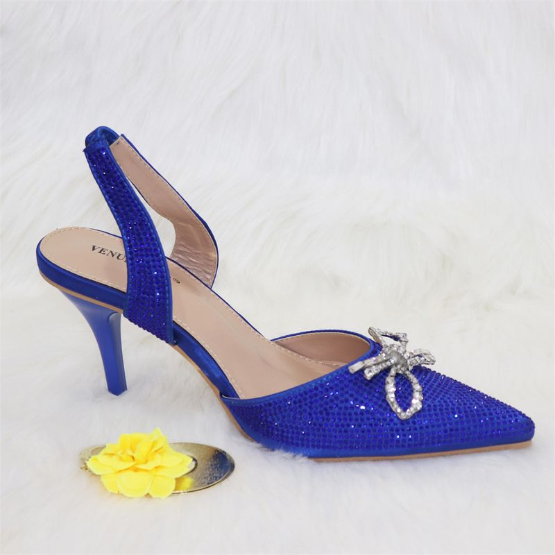 Set di borse e scarpe da donna Nigeria, popolari, con fiocco arancione e fibbia argentata, punta a punta, tacchi alti, comode scarpe e borse da festa da donna_voghion.com