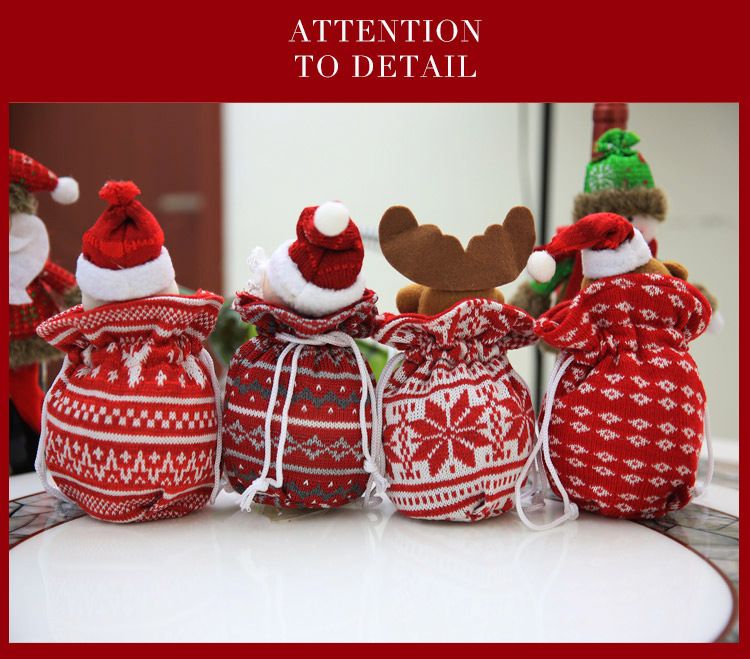 Bolsa navideña tridimensional de punto nueva y creativa para regalo de Navidad, bolsa para envolver regalos navideños, bolsa para dulces navideños_voghion.com