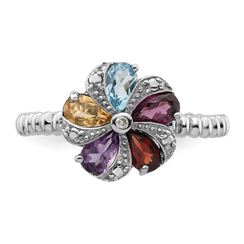 Sterling Silver Stackable Expressions Gemstone & Diamond Ring_voghion.com