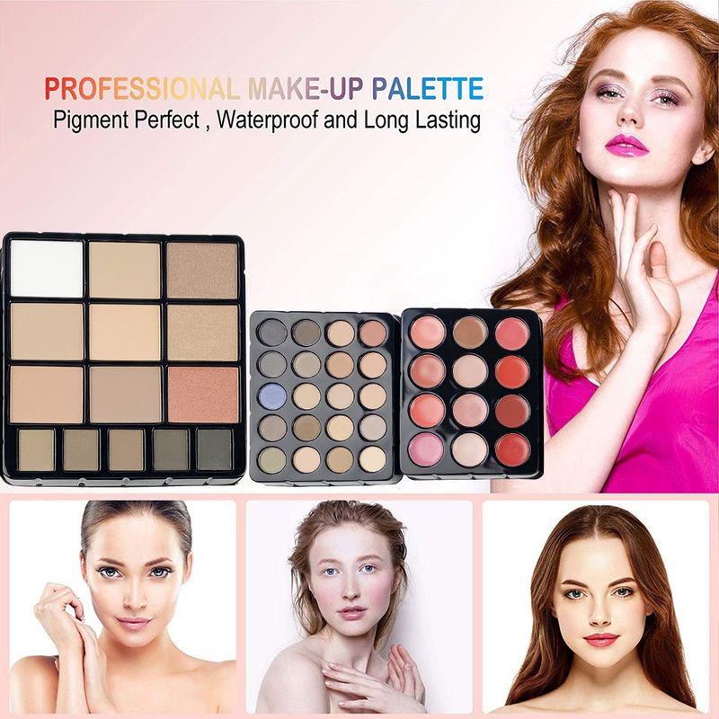 VERONNI Professionelles Make-up-Set – Lidschattenpalette mit 132 Farben, Lipgloss, Rouge und Lippenstiften, All-in-One-Kosmetikset für Make-up-Artists_voghion.com