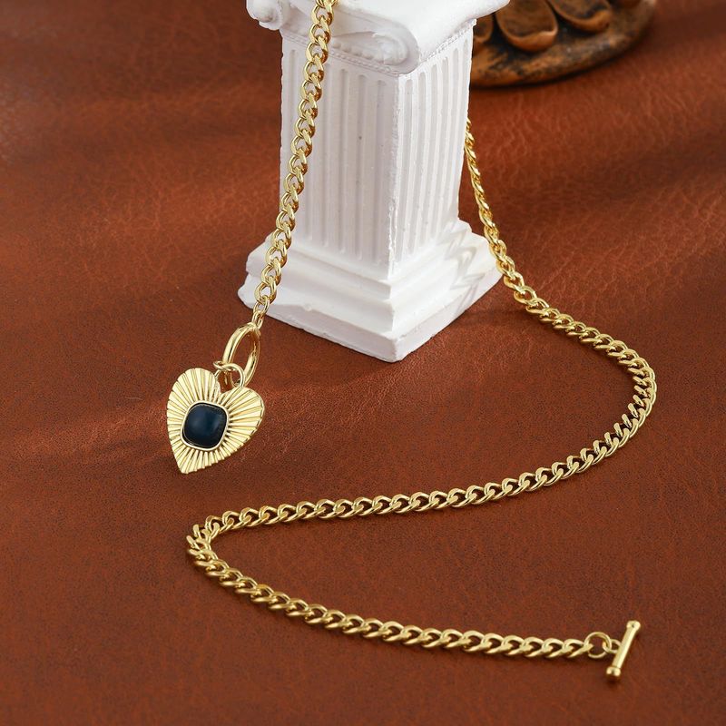 Collier en zircon de style rétro tendance pour femme, pendentif en laiton plaqué or véritable, bijou d'amour_voghion.com