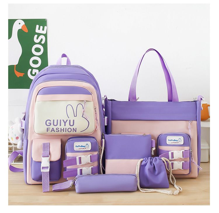 Set di zaini per bambini - Zaino scolastico leggero con design a cartoni animati, set da 5 pezzi per ragazzi e ragazze, tessuto Oxford traspirante_voghion.com