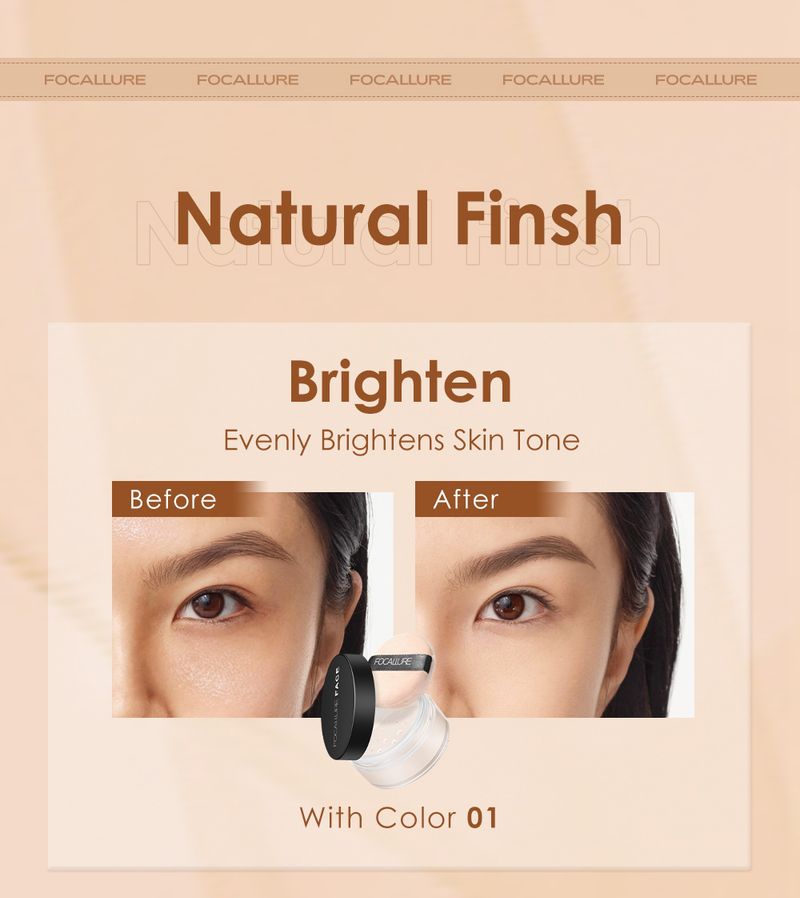 Cipria in polvere libera Focallure Invisible Finish, Cipria in polvere libera per il viso ..._voghion.com