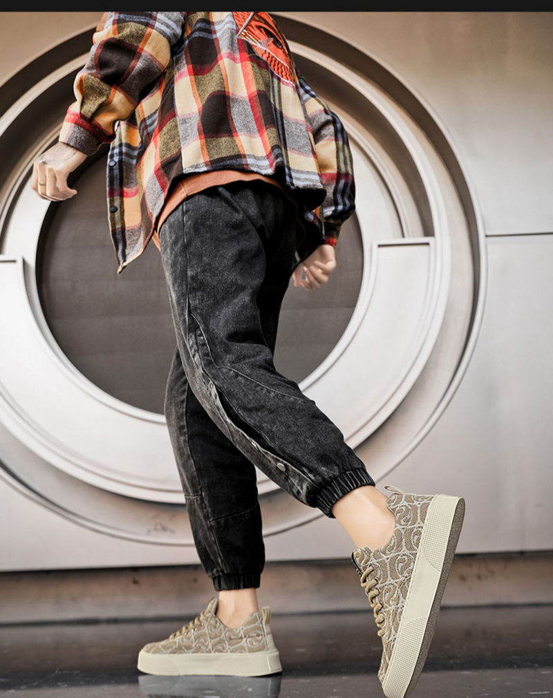 Canvas Summer 2024 New Niche Low Top Printed Board Men Thick Sole Sports Casual Fashion Shoes_voghion.com