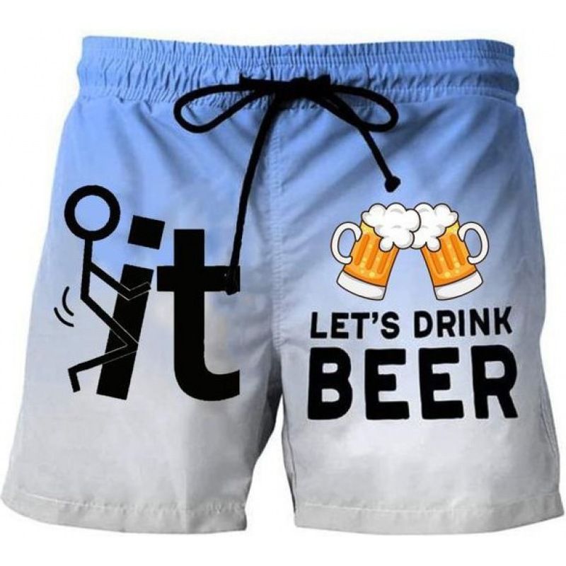 Unbeatable Quality Unbeatable Quality 2025 Summer New Men's Beach Pants 3D Fun Cartoon Beer Shorts Youth Trend_voghion.com