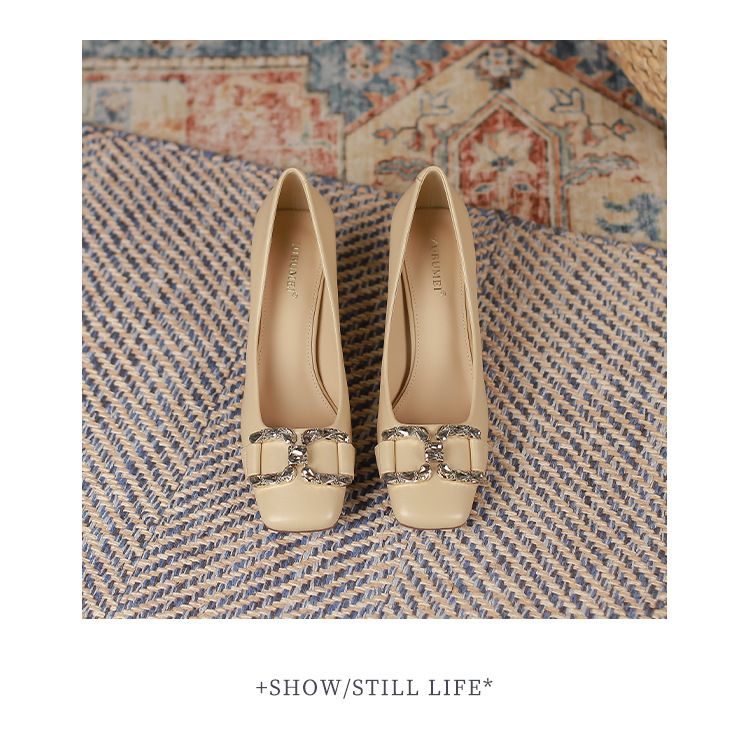 6388-3 Stiletto con punta quadrata in stile francese 2025 Primavera Autunno Nuove comode fibbie in metallo Tacchi alti alla moda per le donne_voghion.com