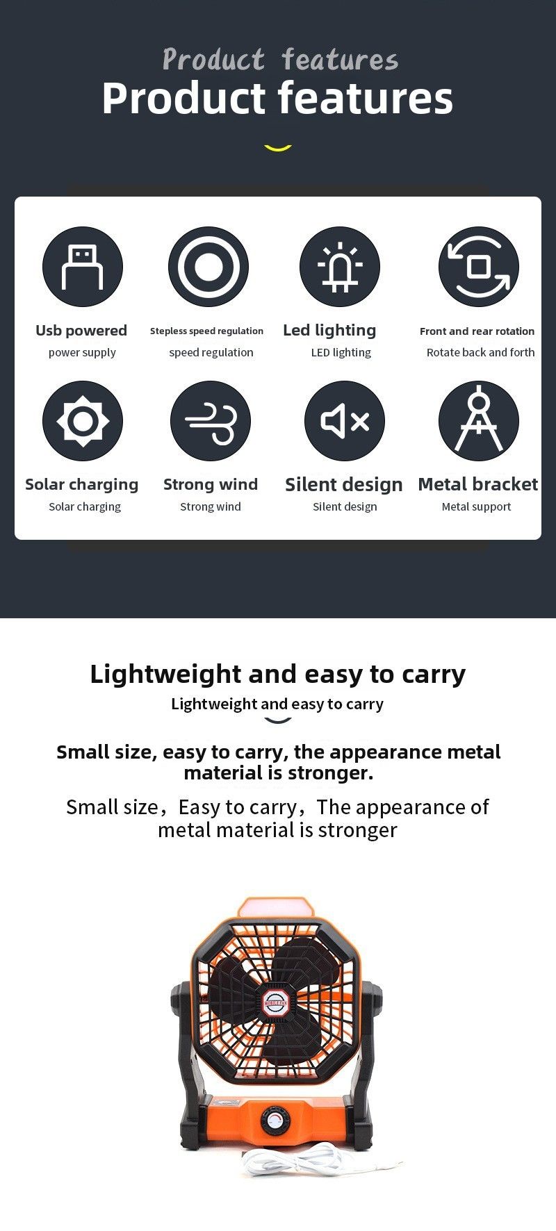 Plahvatusohtlik väliventilaator USB-laadimine matkaventilaator Kaasaskantav elektriventilaator Majapidamises kasutatav mobiilne väike ventilaator_voghion.com