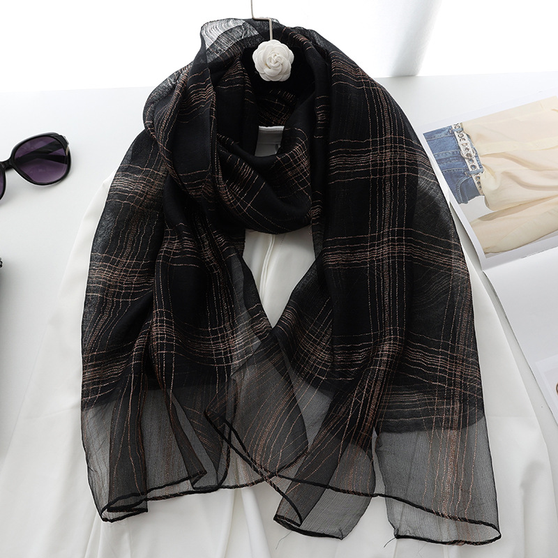 r autumn and winter new version of silk blended scarf female mulberry silk gold and silver silk long shawl dual-use silk scarf_voghion.com