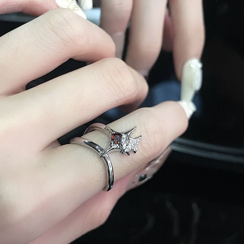 Ready Stock 3Pcs/Set Irregular Zircon Opal Y2K Star Fox Tail Crystal Stone Ring Gothic Red Spider Moonstone Rings Set Jewelry_voghion.com