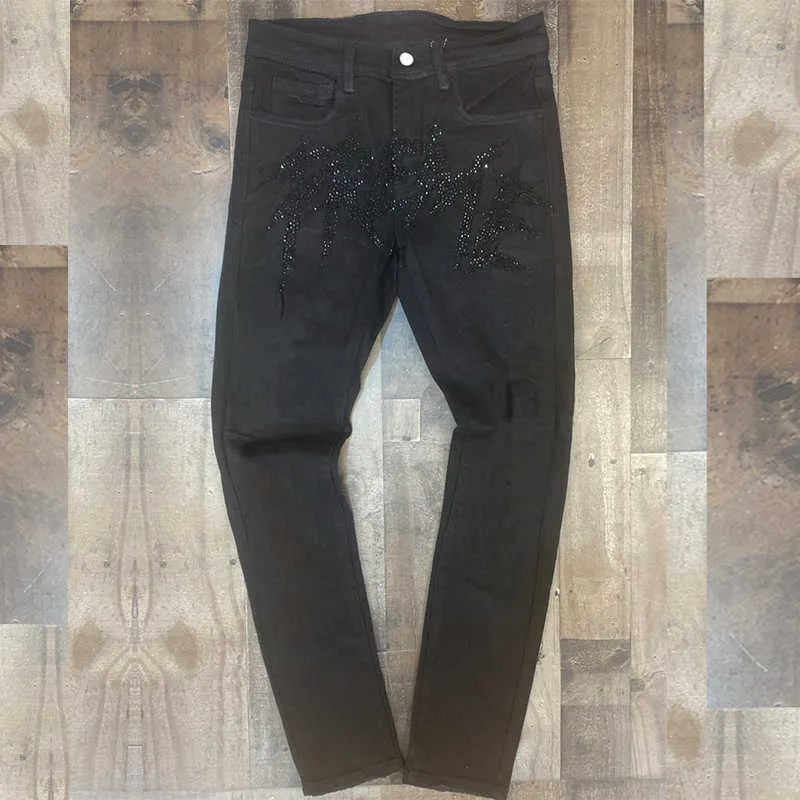 New Man Black Ripped Stretchy Jeans Skinny Slim Fit Hot Drill Punk streetwear Biker Trousers Men's All-match Denim_voghion.com