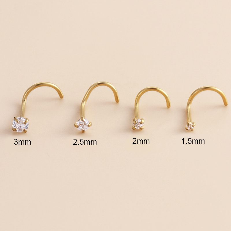 2PCS Multi-Größe Zirkon Ohrstecker Mode Punktion Vakuumbeschichtung Gold Edelstahl Nasenschmuck_voghion.com