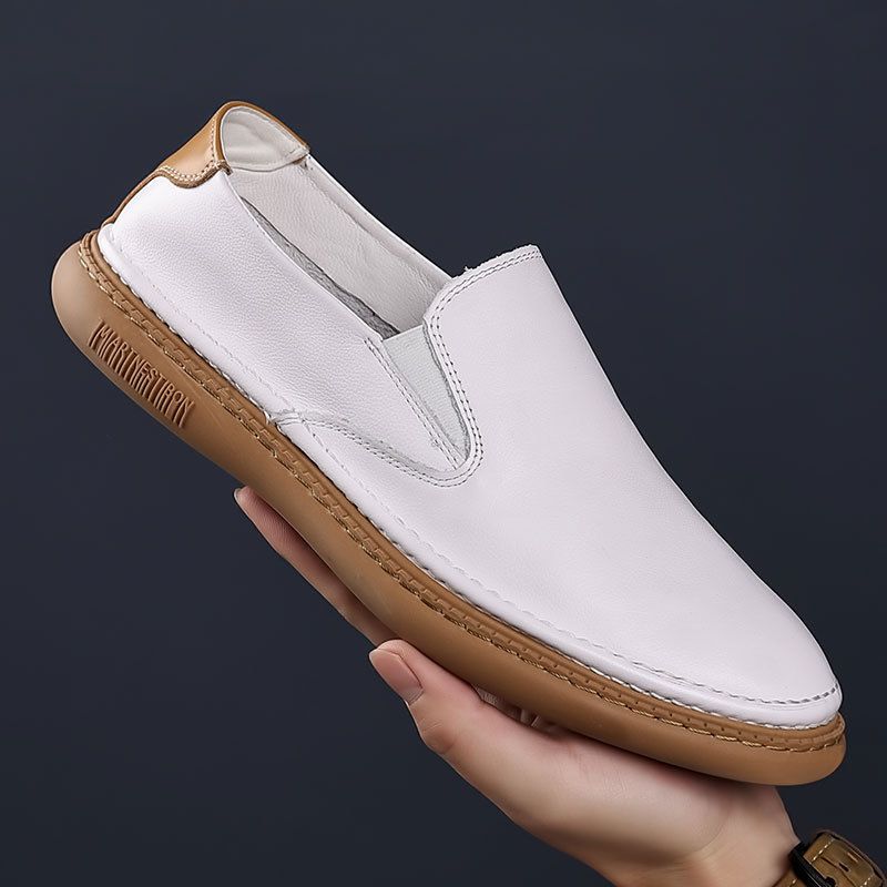 Unschlagbare Qualität für Herren im Frühling, Freizeitschuhe mit weicher Sohle, Halbschuhe aus Rindsleder, atmungsaktive und vielseitige Bohnenschuhe aus Leder für Herren_voghion.com