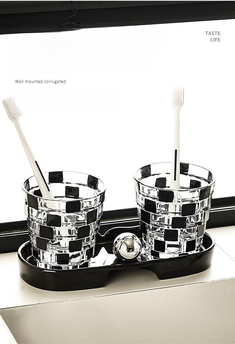 Set da bagno in vetro vintage ACZT Kähler - Portaspazzolino e vassoio in ceramica_voghion.com