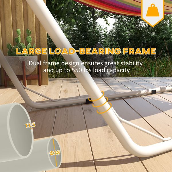 Hammock Stand 10.3ft Portable, Adjustable Steel Frame, Weather Resistant, White, 550 Lbs With Carry Bag_voghion.com