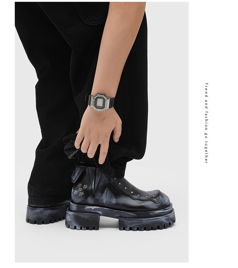 Dickbesohlte Derby-Schuhe Retro Punk Ruffian Hübsche Lokomotive Lederschuhe Kurze Stiefel_voghion.com