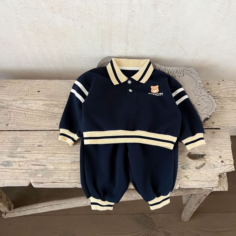 Autumn New Style Boys And Girls Baby Cotton Lapel Top Loose Trousers Suit Infant And Toddler Casual Suit_voghion.com