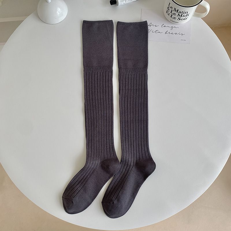 Weiße Patchwork-Overknee-Stiefel für Damen, passende Stiefel aus reiner Baumwolle für Frühling und Herbst, koreanische Socken mit langem Bein, Slouch_voghion.com