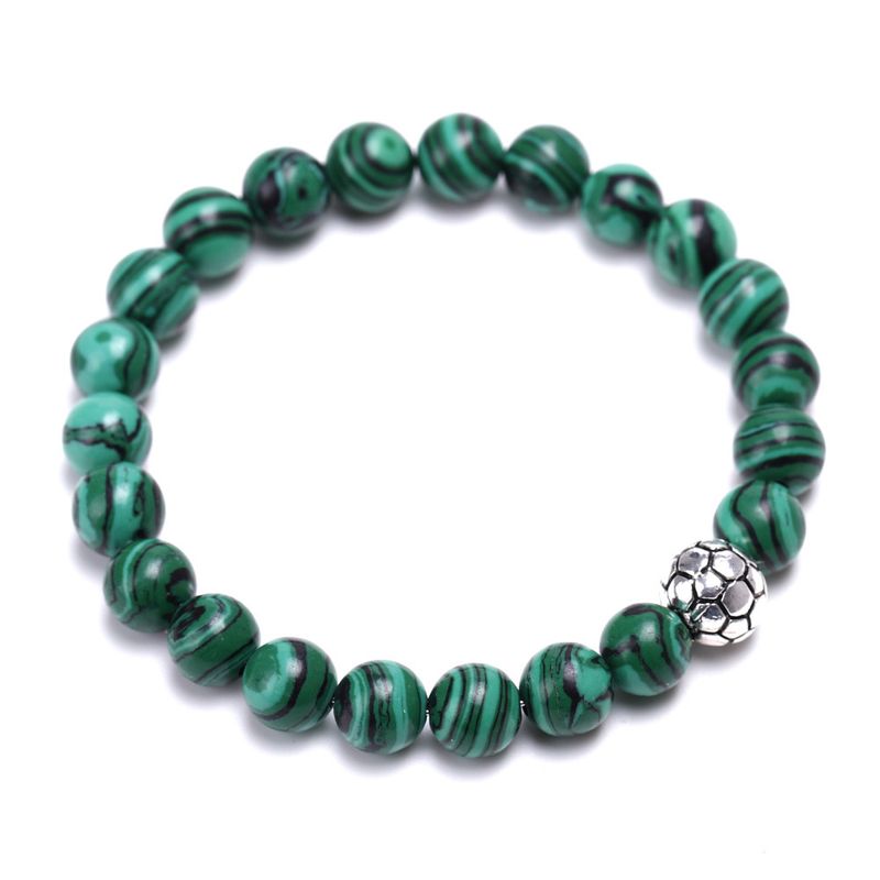 Charm-Armband Fußball-Legierung Holzmaserung Stein Tigerauge Stein Paar Armband Weißkiefer Karte Stein Weibliches Vulkanstein Armband_voghion.com