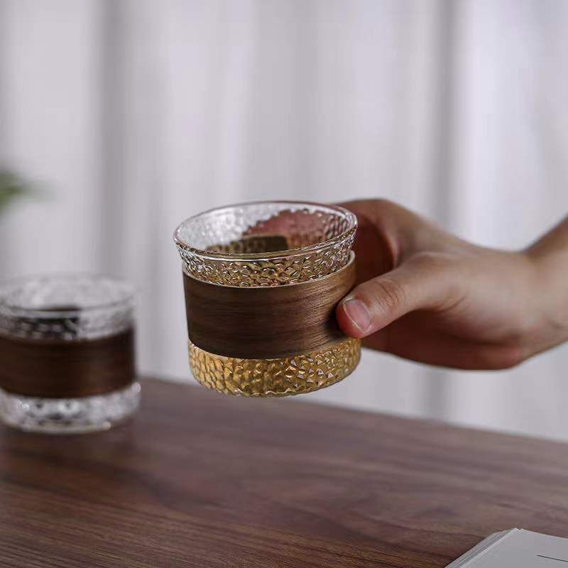 Japanese Style Heat-Resistant Insulated High Borosilicate Master Household Hammered Anti-Scald Glass Tea Coffee Cup_voghion.com