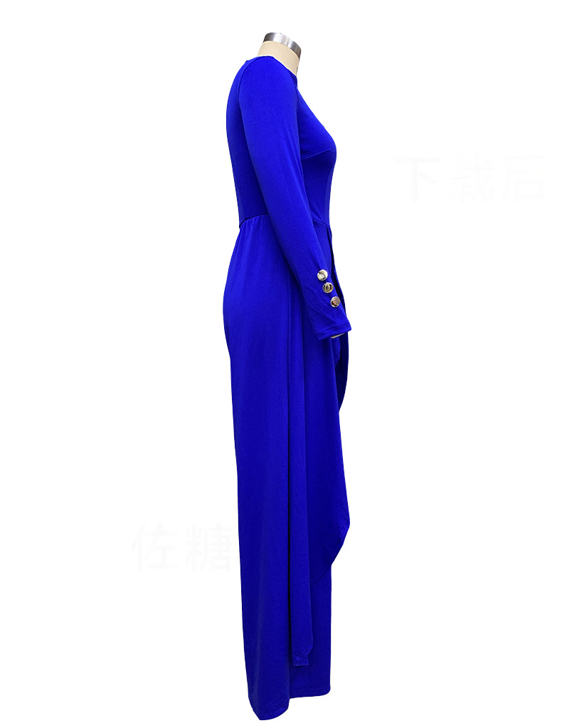 Női egyszínű, hosszú ujjú, váll nélküli női elegáns party széles szárú kombiné_voghion.com