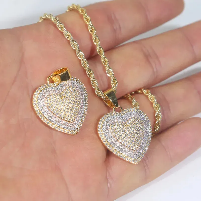 European And American Love Zircon Necklace Heart Shaped Pendant With Twisted Chain Set Multi Color Trends 250325_voghion.com