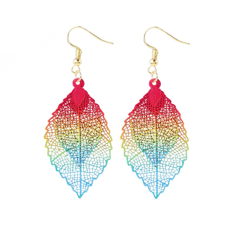 Heißer verkauf ohrringe blatt ohrringe gold einfache doppel schicht hohl blatt ohrringe retro_voghion.com
