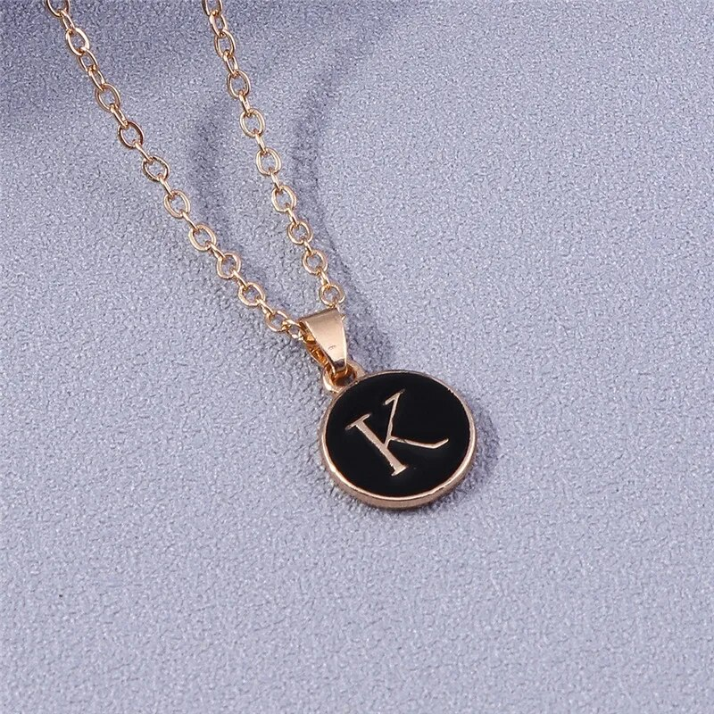 Collier avec pendentif en 26 lettres avec initiales de nom pour femme, collier en émail de l'alphabet A à Z, cadeaux d'anniversaire pour filles, accessoires de bijoux_voghion.com