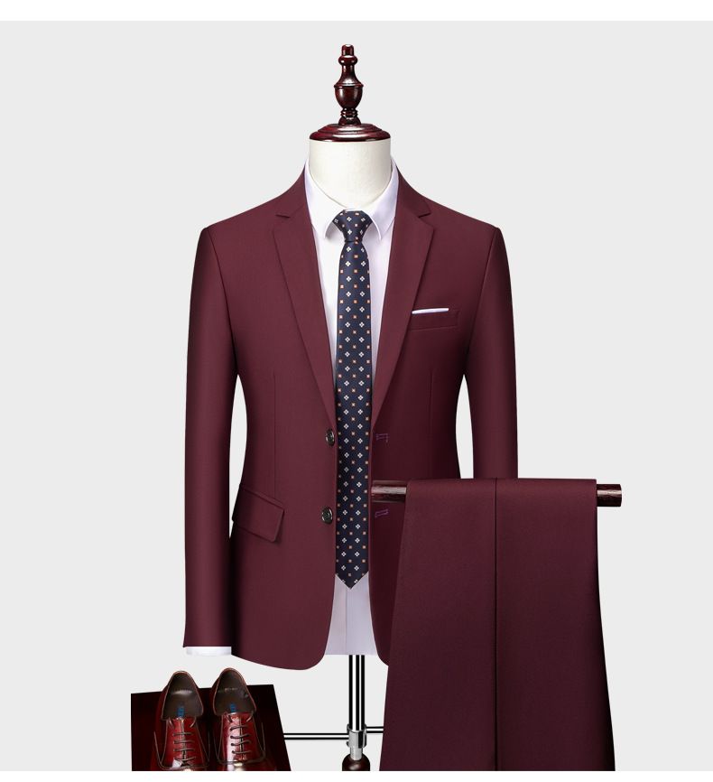 Men's business casual men's fashion host, wedding groomsman suit, two-piece set_voghion.com
