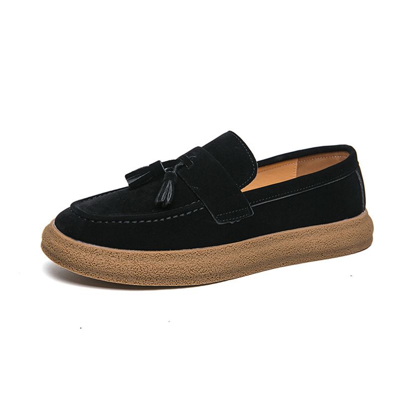 Bean For Men Autumn Tassels, Faule Menschen mit einem Fuß auf Loafern, Vielseitige koreanische Version Mattleder Kocharbeit_voghion.com