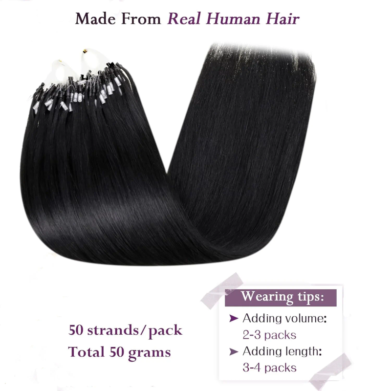 Extension per capelli Micro Loop 100% capelli umani lisci brasiliani Remy Extension per capelli da donna con filo da pesca invisibile_voghion.com